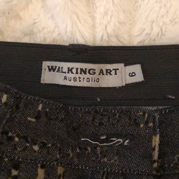 WALKING ART AUSTRALIA HIGH WAISTED LEOPARD PRINT LETTERING ON BLACK DENIM SZ 6 - Picture 10 of 15
